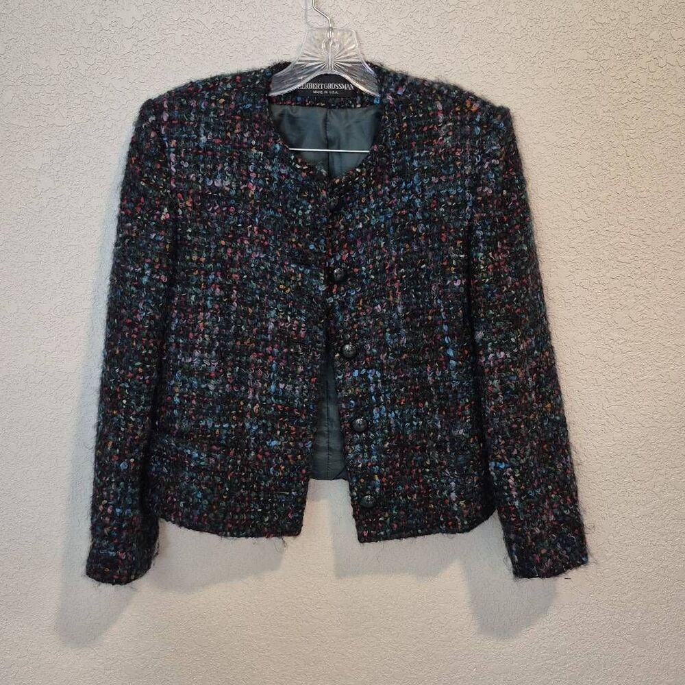 HERBERT GROSSMAN Wool Blend Tweed Jacket Size 8